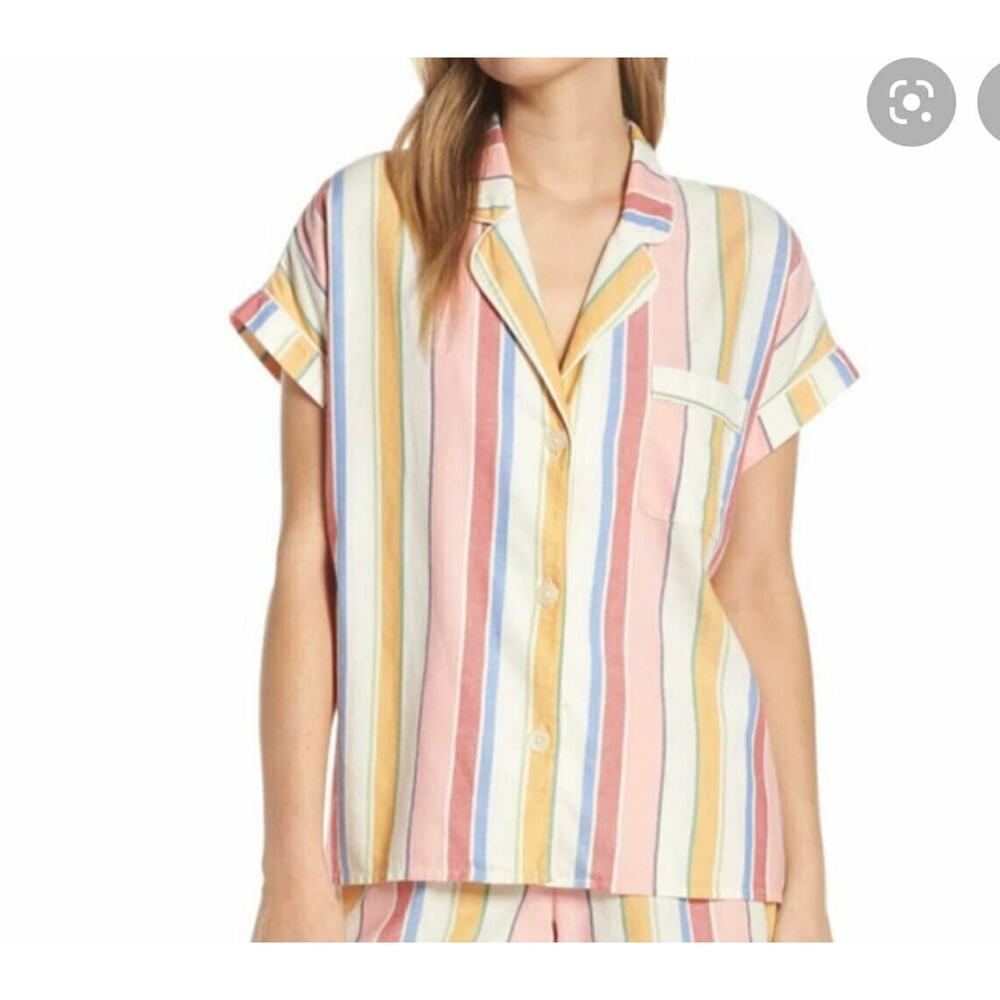 Madewell Bedtime Pajama‎ Top in Rainbow Stripe Size Medium #L0342